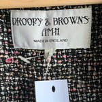 Droopy & Browns Silk Black Multi-Coloured Cropped Jacket UK Size 14