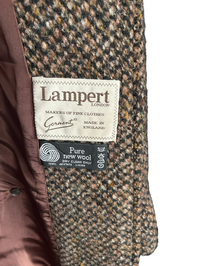 Lampert Pure New Wool Brown Tweed Coat UK Size 18