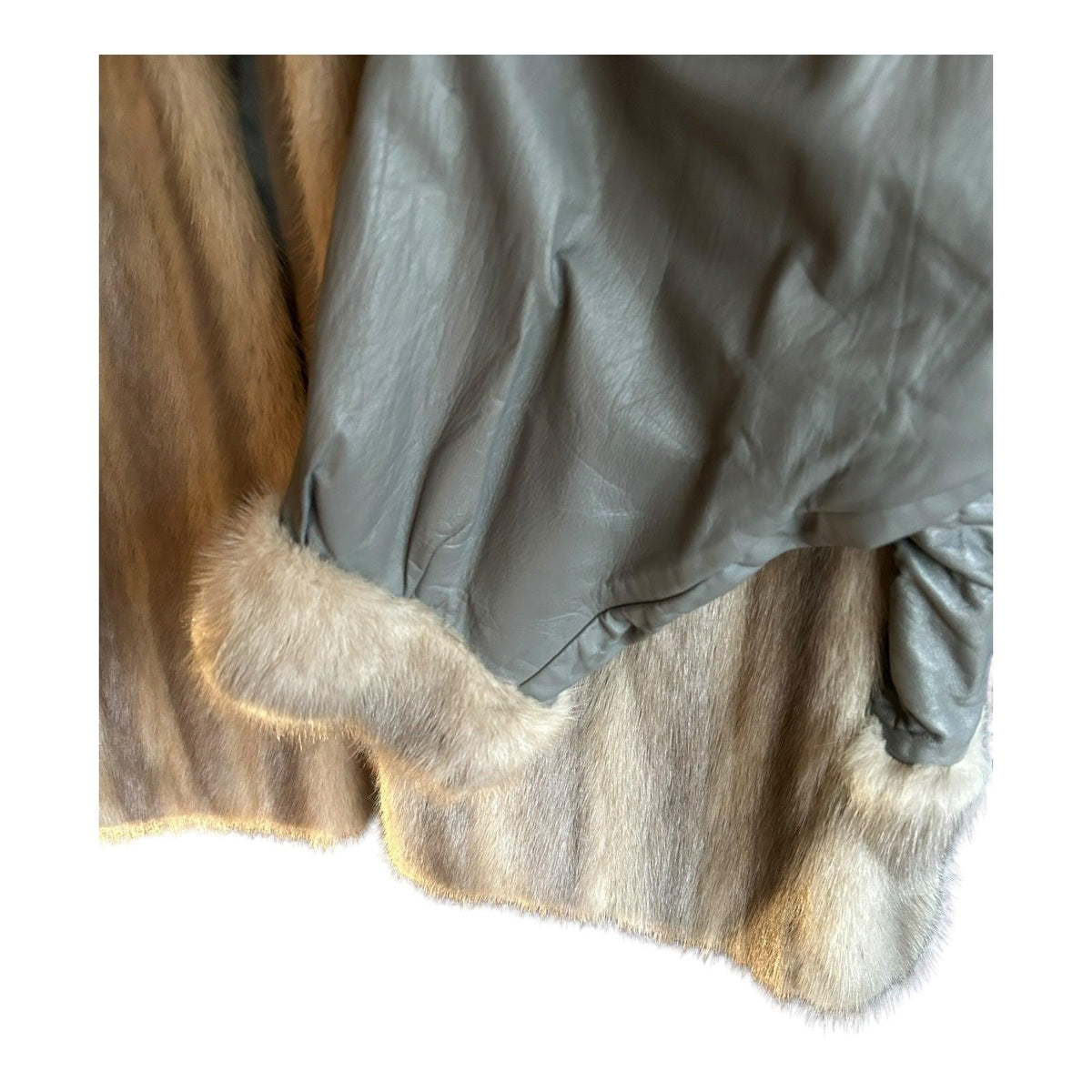 Vintage Leather and Faux Fur Long Sleeved Grey Bomber Style Jacket UK Size 10 - Ava & Iva