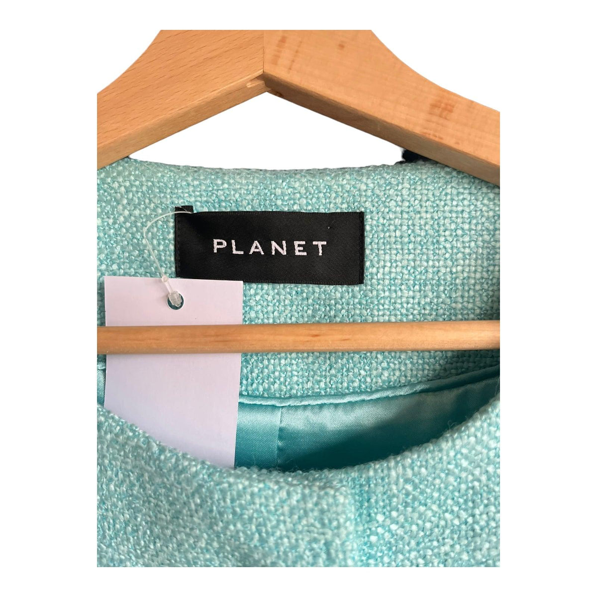 Planet Cotton Blend Turquoise Cropped Jacket UK Size 10 - Ava & Iva