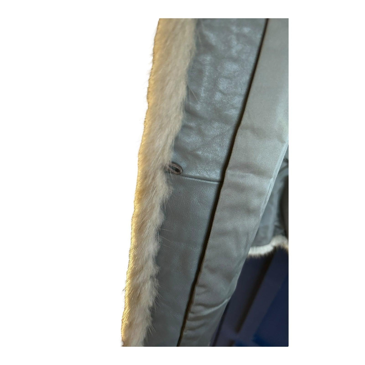 Vintage Leather and Faux Fur Long Sleeved Grey Bomber Style Jacket UK Size 10 - Ava & Iva