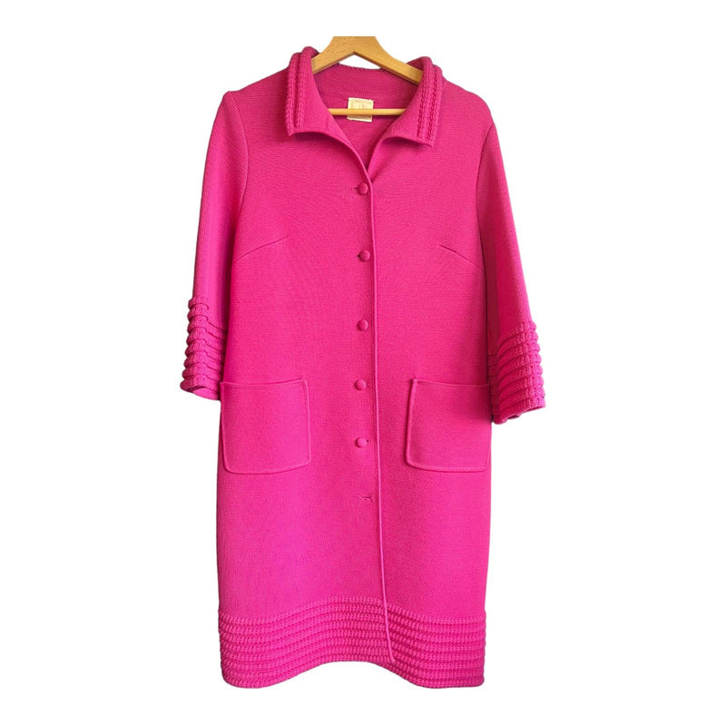 Madeleine Wool Knit Fuchsia Pink Coat UK Size 14