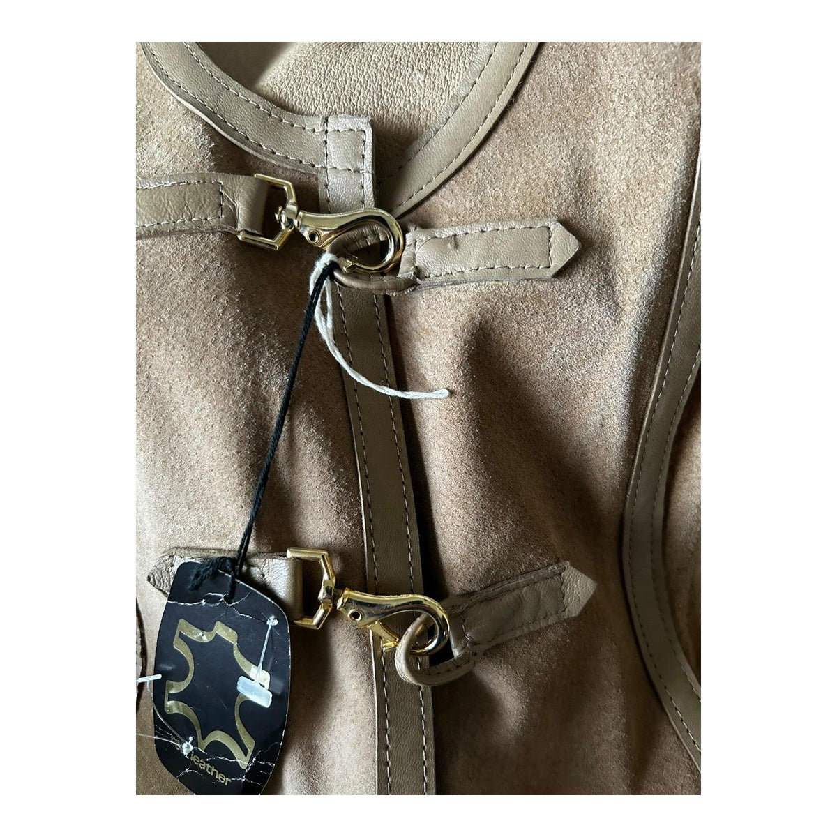 Vintage Suede Taupe Sleevless long line Overcoat UK Size 8. - Ava & Iva