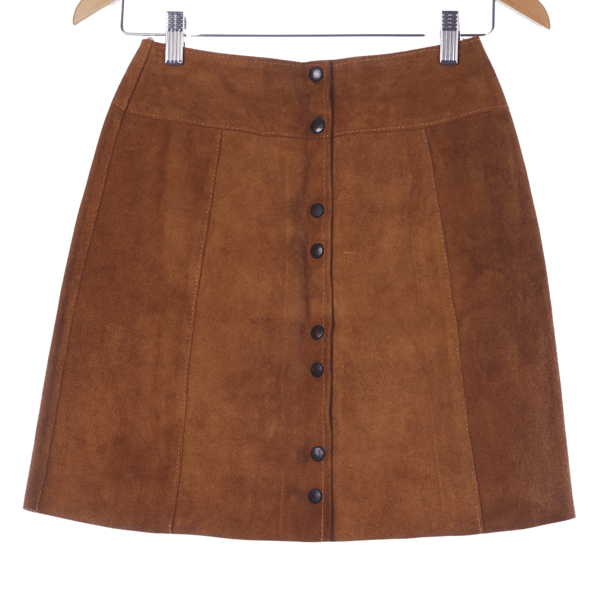 Prova Vintage Suede Skirt with Press Stud Fastenings UK Size 6 - Ava & Iva