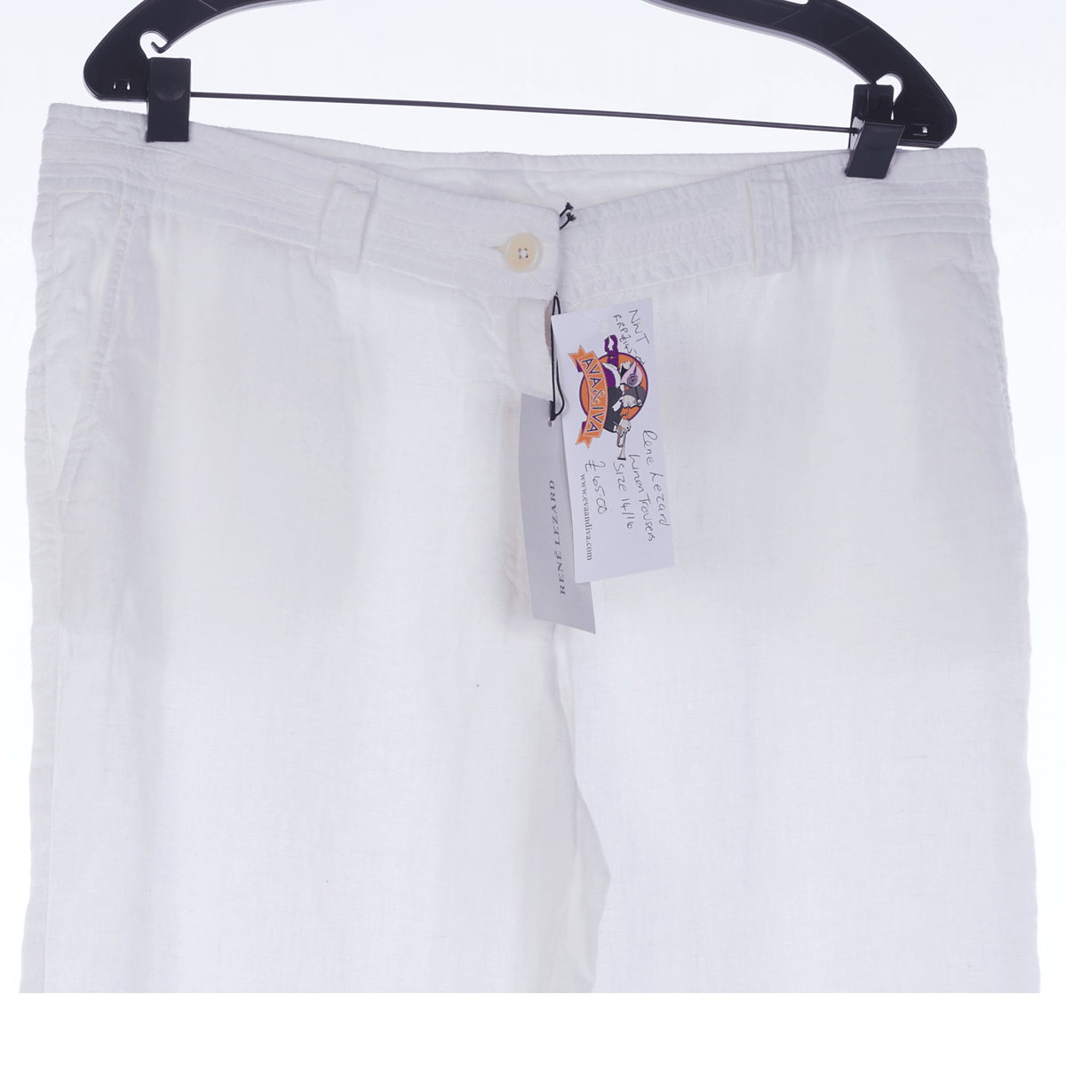 Rene Lezard Linen White Wide Legged Trousers UK Size 16 - Ava & Iva