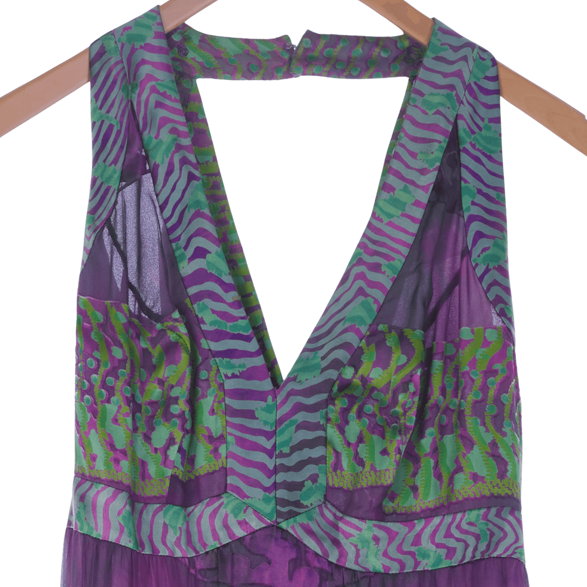 Liliane Romi Couture Purple & Green Sleeveless Full Length Dress UK Size 10 - Ava & Iva