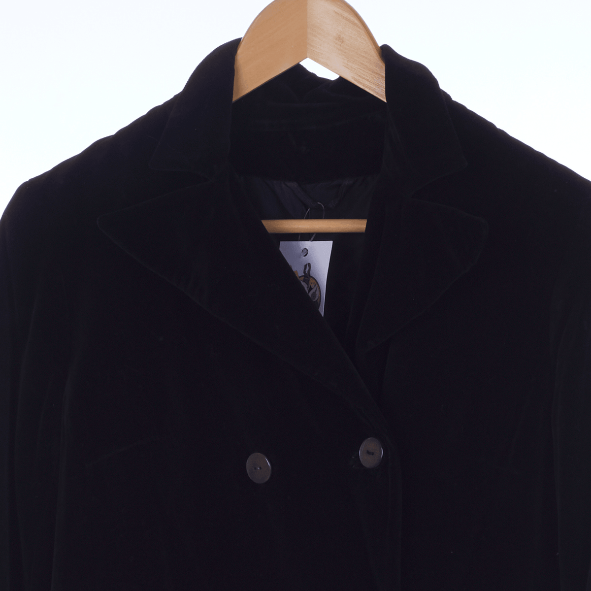 Sybil Zelker Velvet Black Long Sleeved Coat UK Size 10. - Ava & Iva