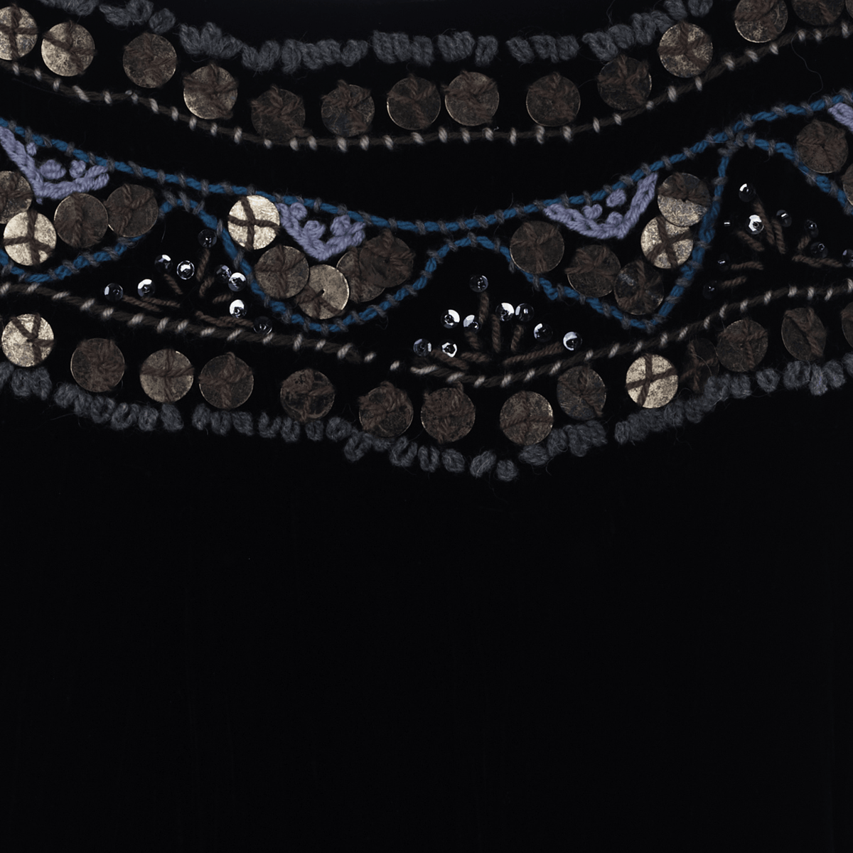 T Made In Italy Black Velvet Skirt with Embroidered Detail UK Size 14 - Ava & Iva