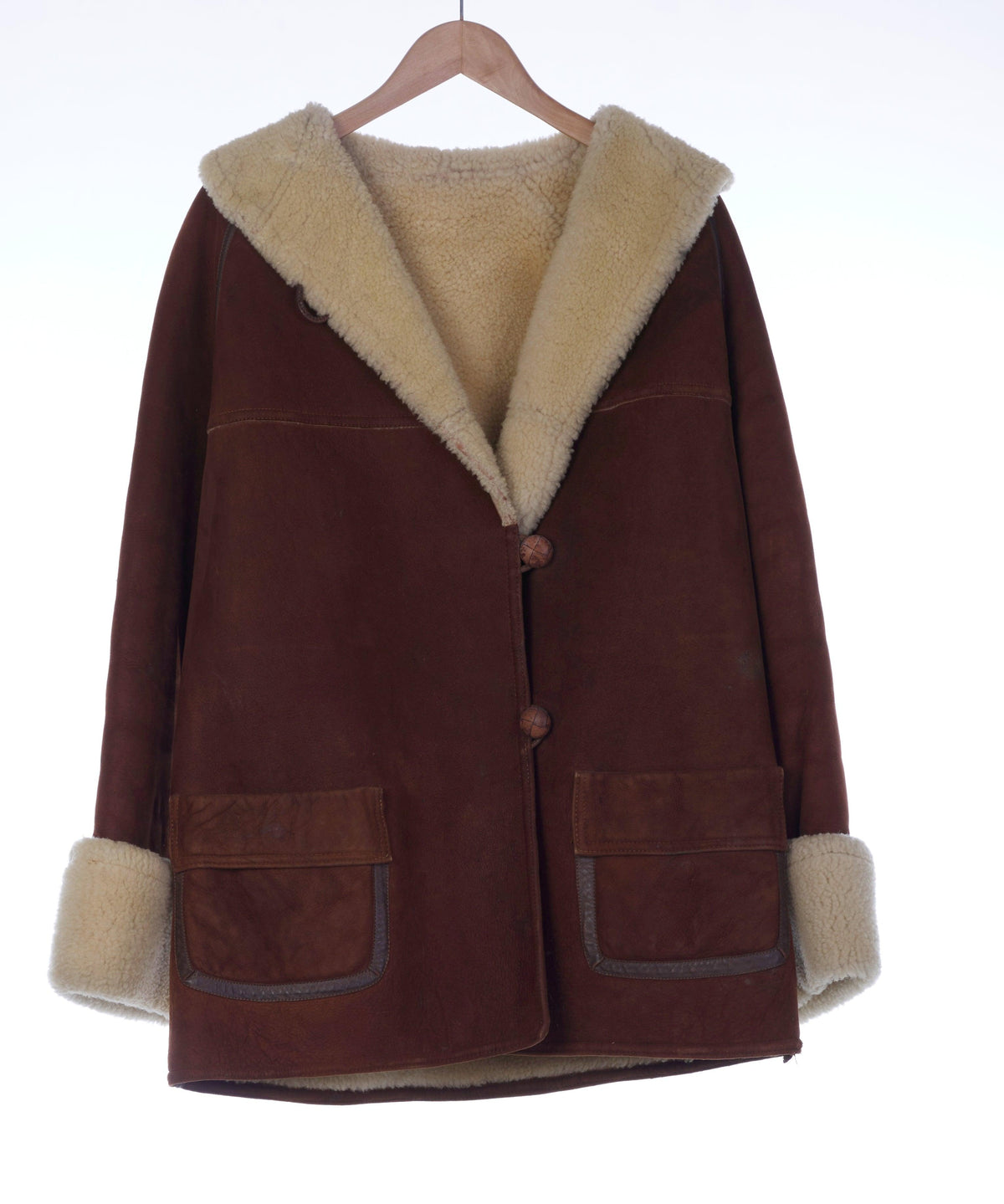 Lilly Whites Sheepskin Tan Long Sleeved Jacket UK Size 18. - Ava & Iva