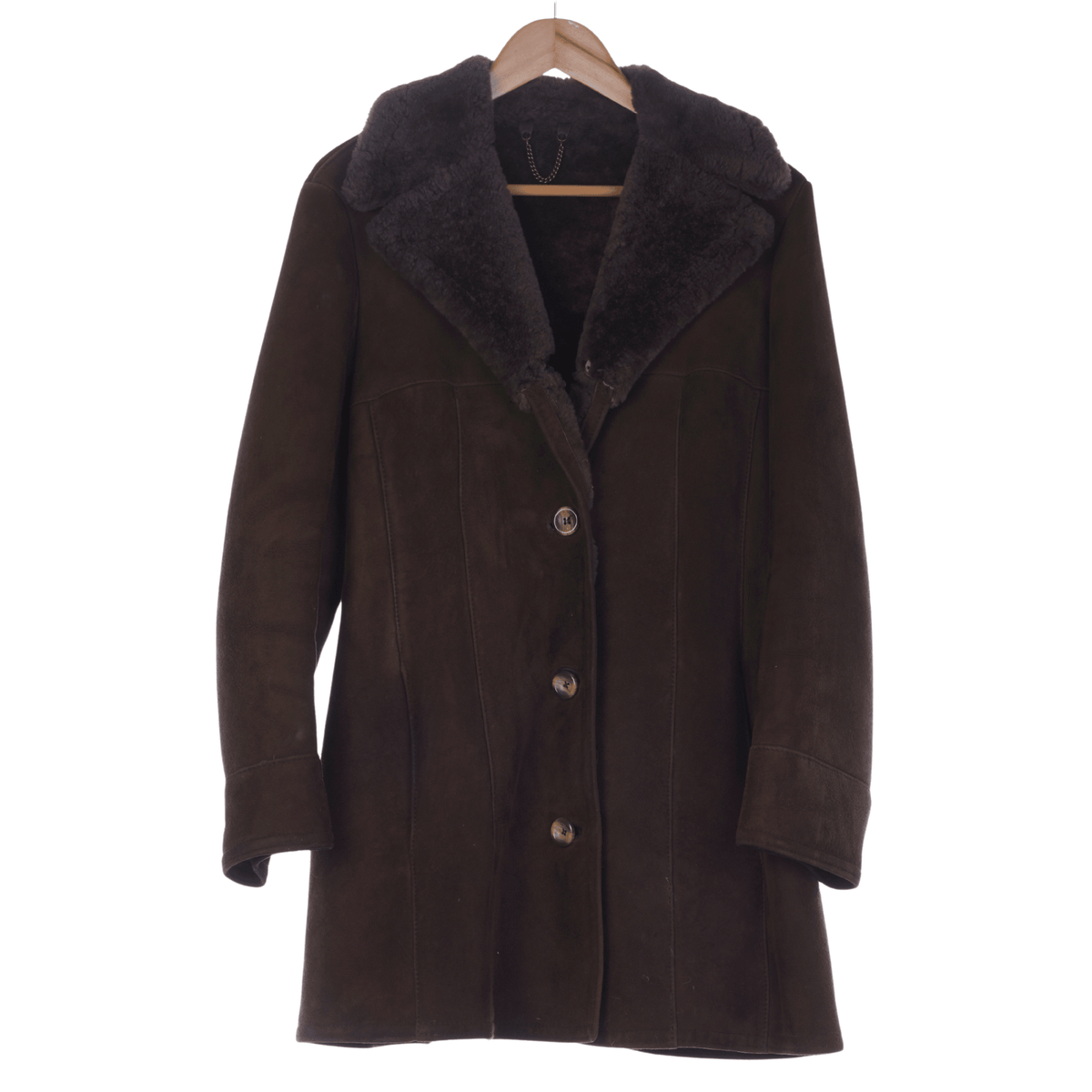 Bailys Glastonbury Genuine Sheepskin Brown Long Sleeved Coat UK Size 16 - Ava & Iva