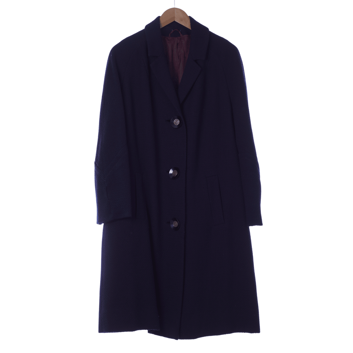 Sidwall Crepe Navy Long Sleeved Coat UK Size 16. - Ava & Iva
