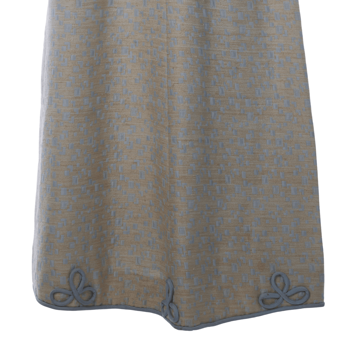 Vintage Cream and Pale Blue Capped Sleeved Dress UK Size 8 - Ava & Iva