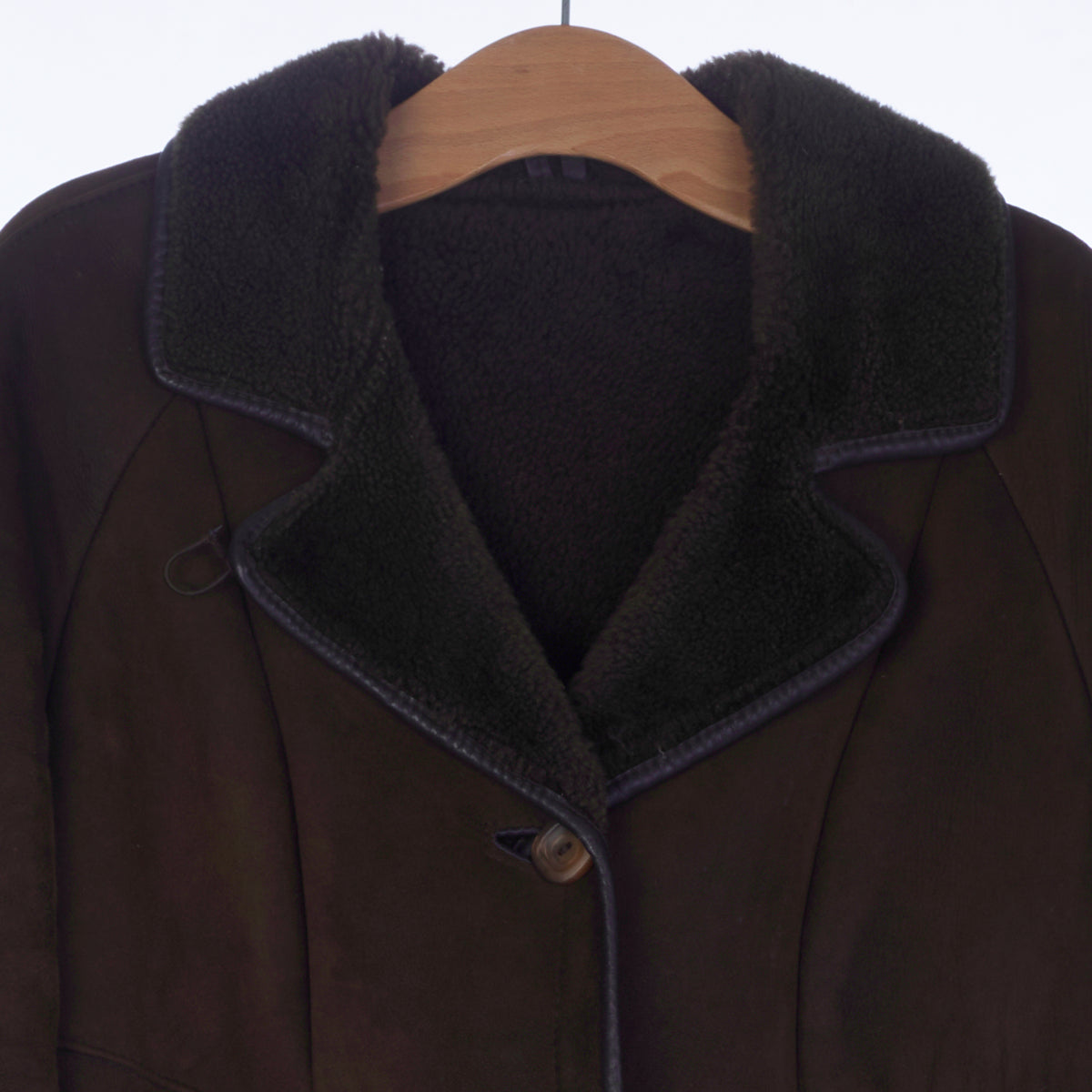 Woolea Sheepskin Brown Long Sleeved Coat UK Size 16.