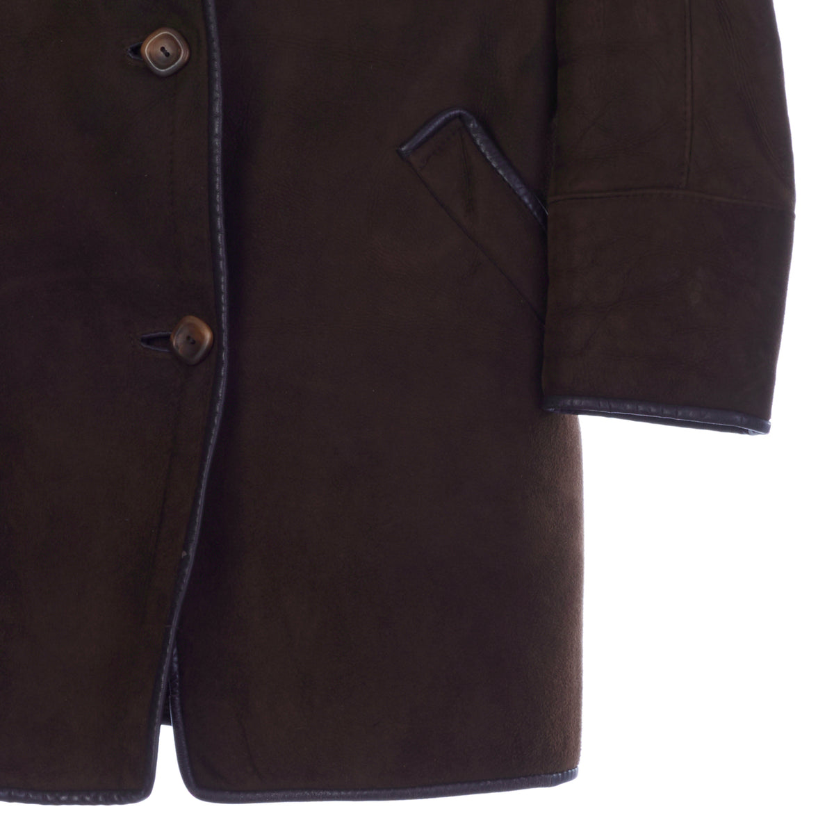 Woolea Sheepskin Brown Long Sleeved Coat UK Size 16.