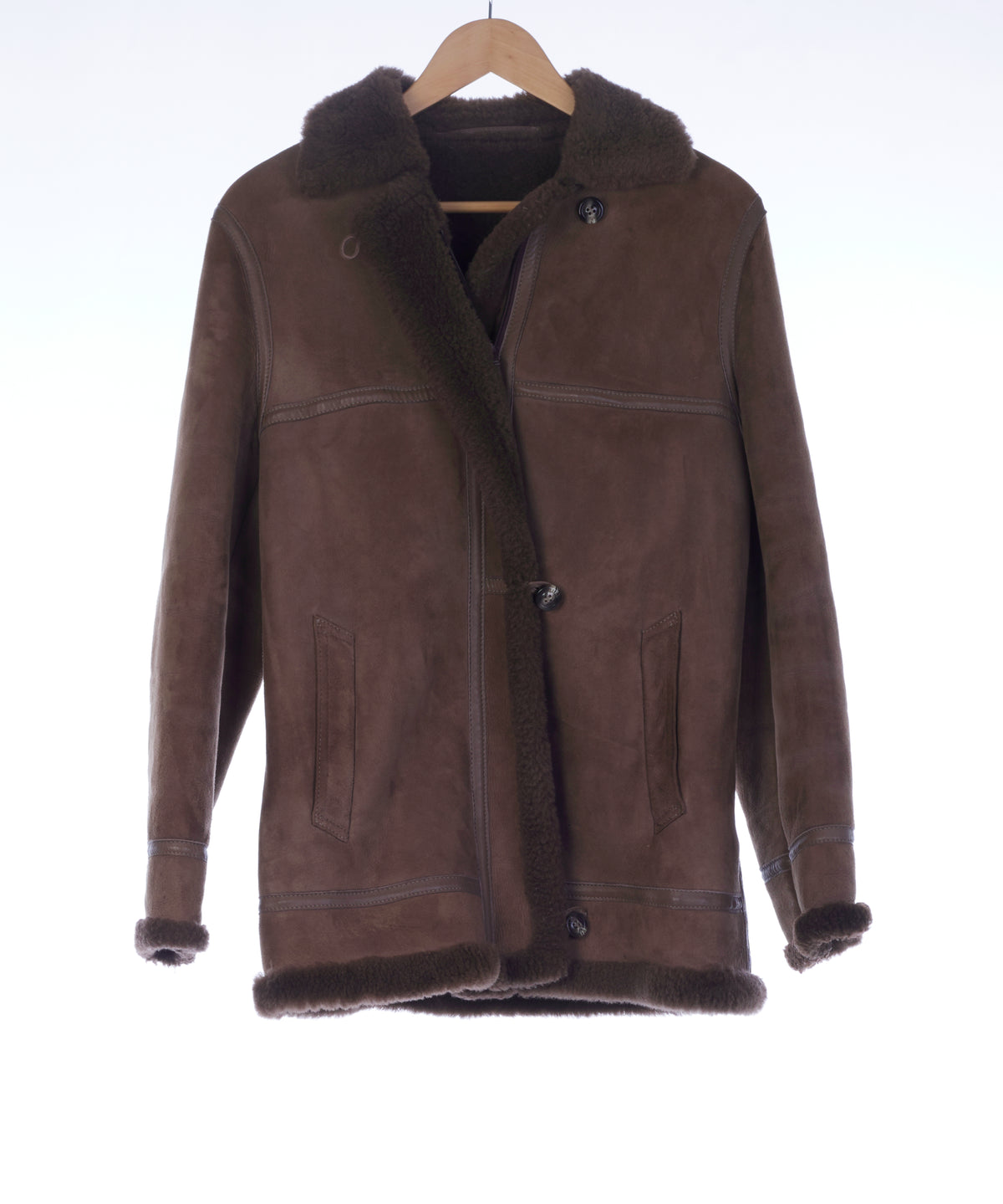 Yeovil Sheepskin Brown Long Sleeved Coat UK Size 12.