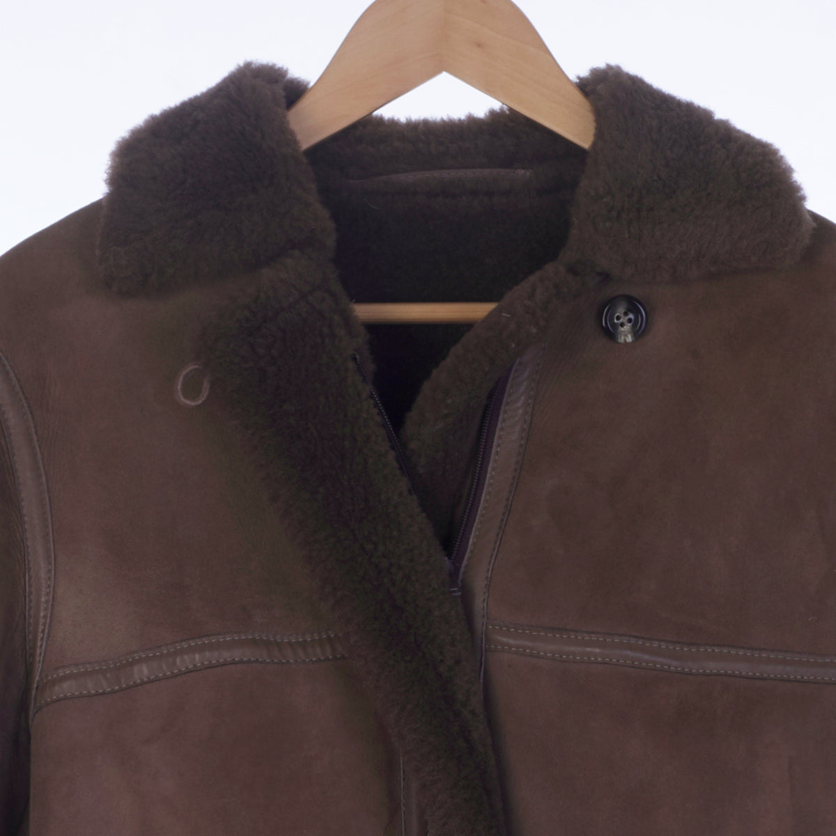 Yeovil Sheepskin Brown Long Sleeved Coat UK Size 12.