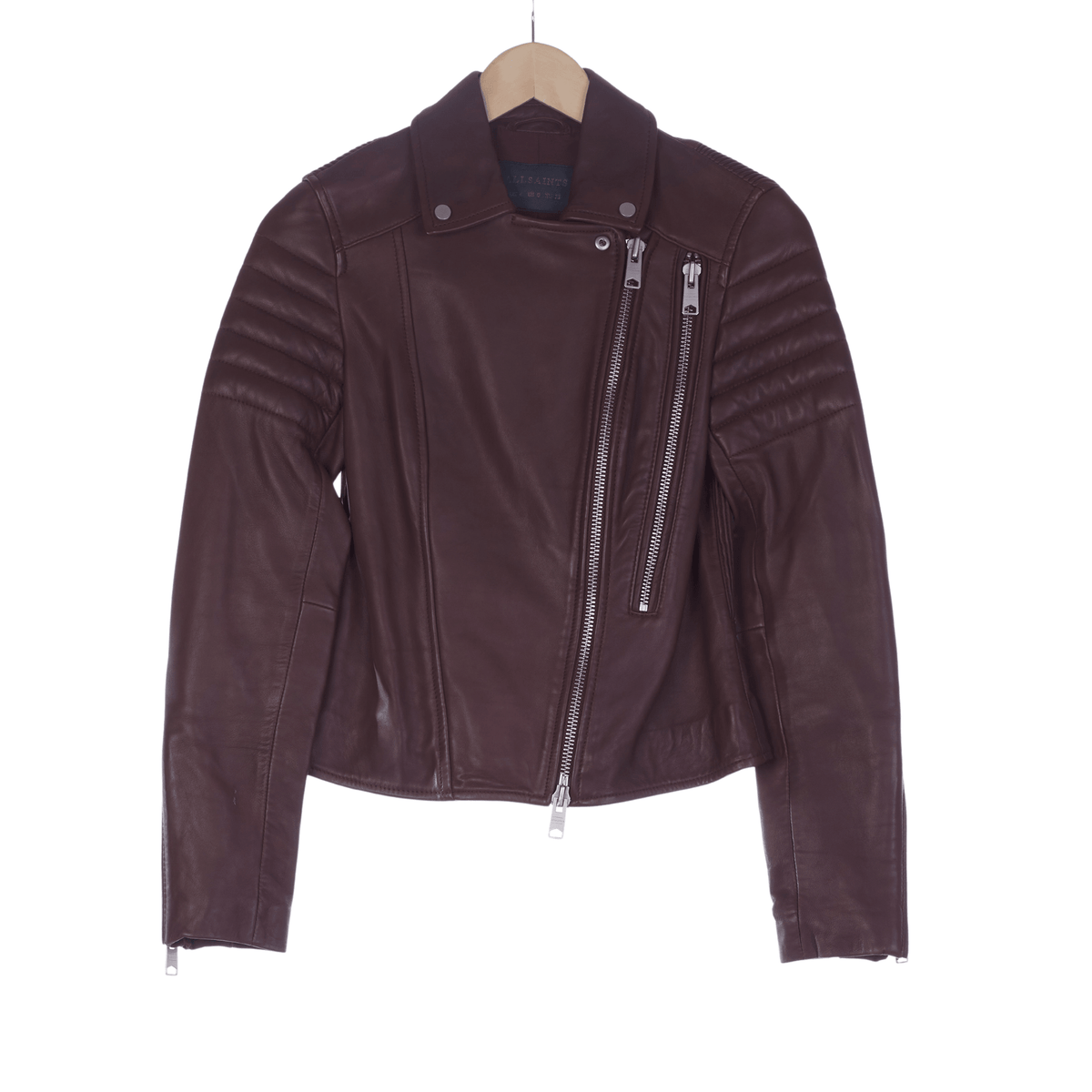 All Saints Stunning 100% Super Soft Leather Bike Style Jacket Brown UK Size 4 - Ava & Iva
