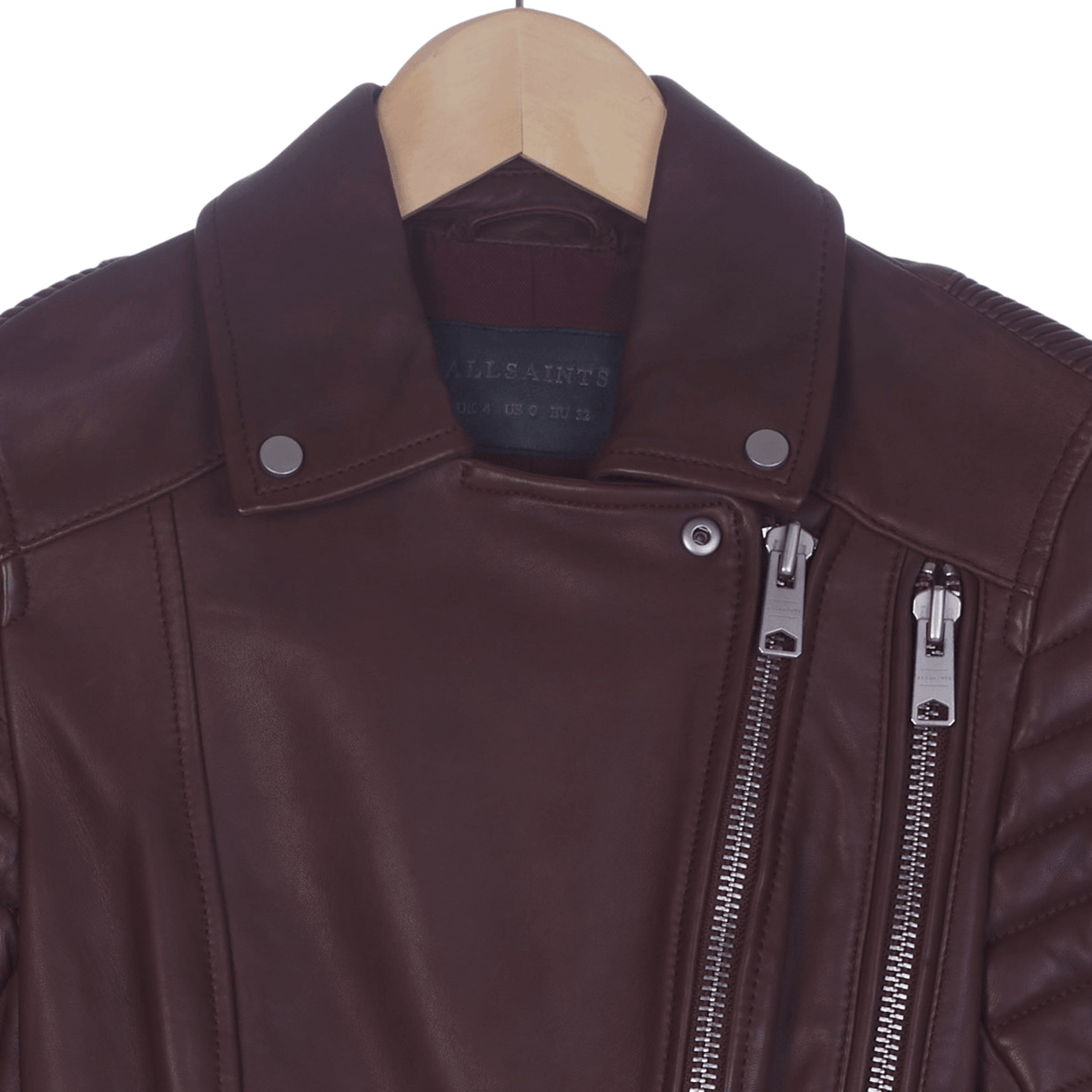 All Saints Stunning 100% Super Soft Leather Bike Style Jacket Brown UK Size 4 - Ava & Iva