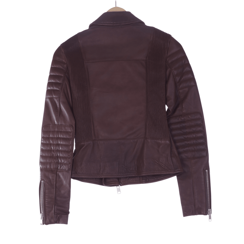 All Saints Stunning 100% Super Soft Leather Bike Style Jacket Brown UK Size 4 - Ava & Iva