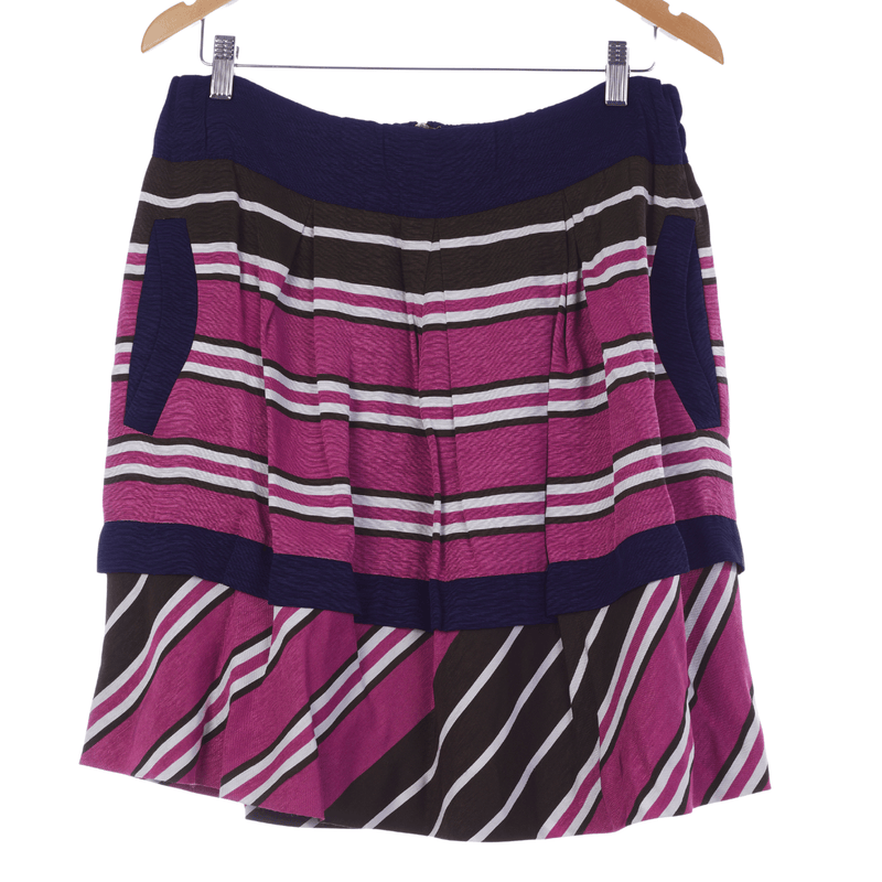 Anthropologie Maeve Pleated Striped Skirt US Size 10 UK Size 14