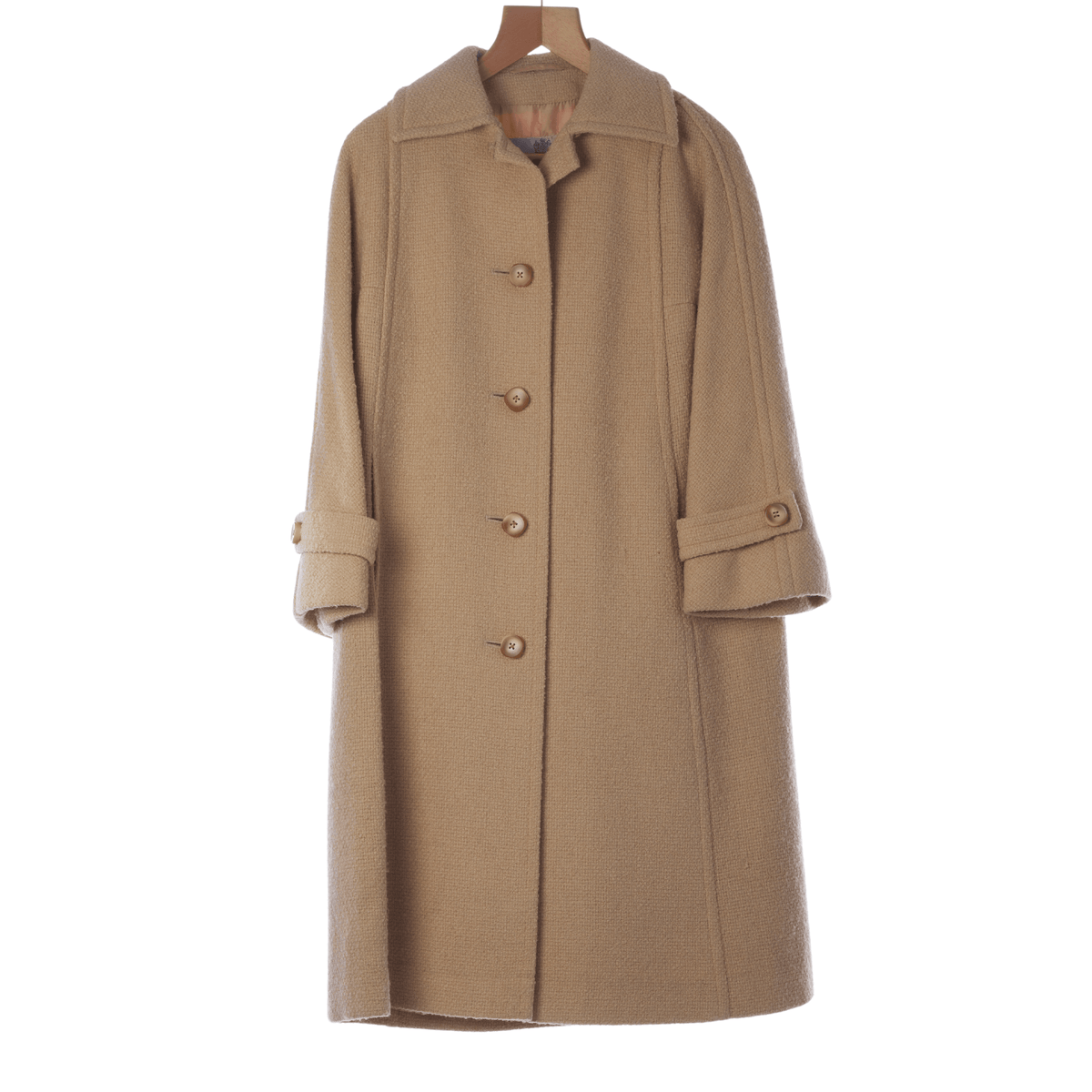 Aquascutum Wool Honey Long Sleeved Coat UK Size 14 - Ava & Iva