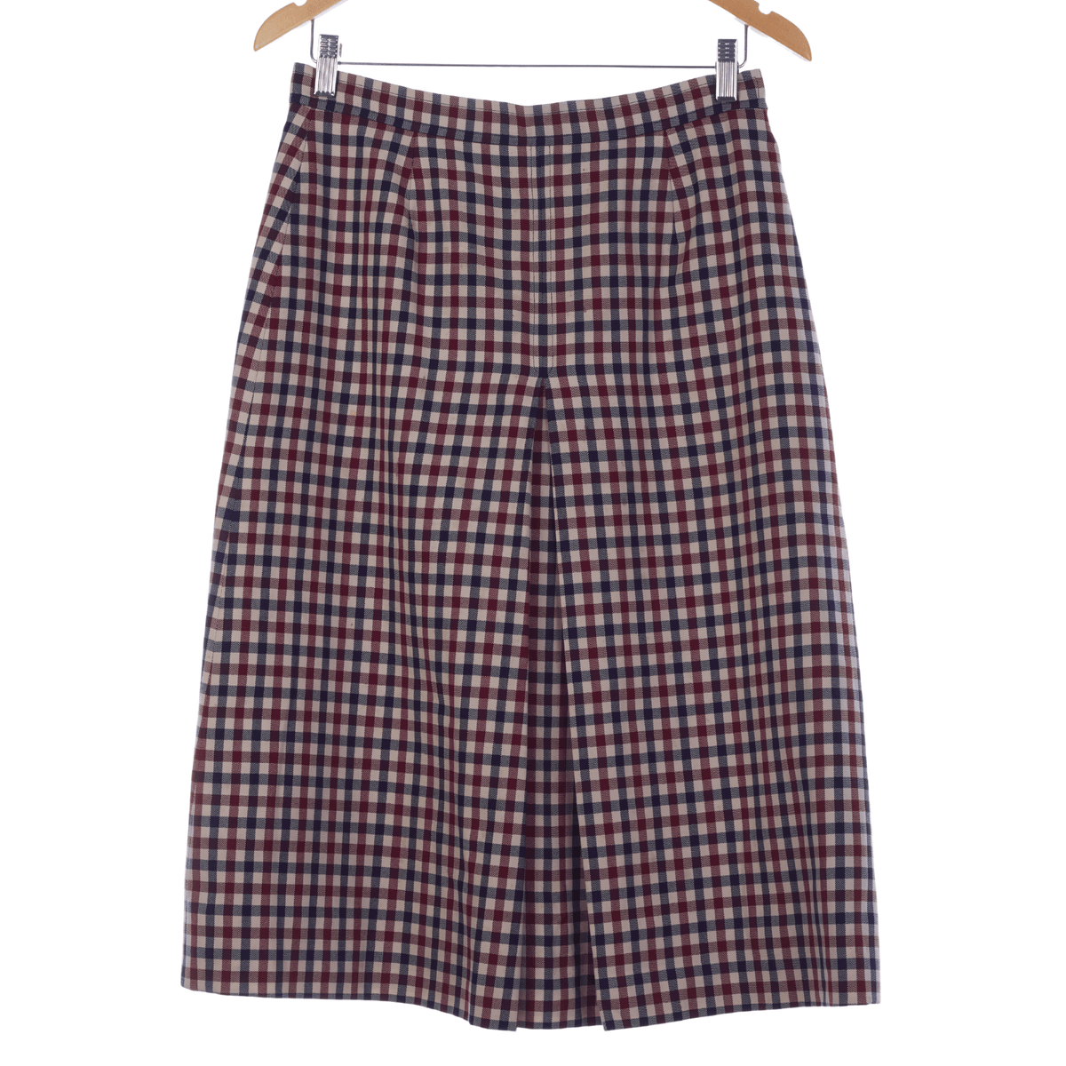 Aquascutum Vintage Red and Blue Check Wool Skirt UK Size 12 - Ava & Iva