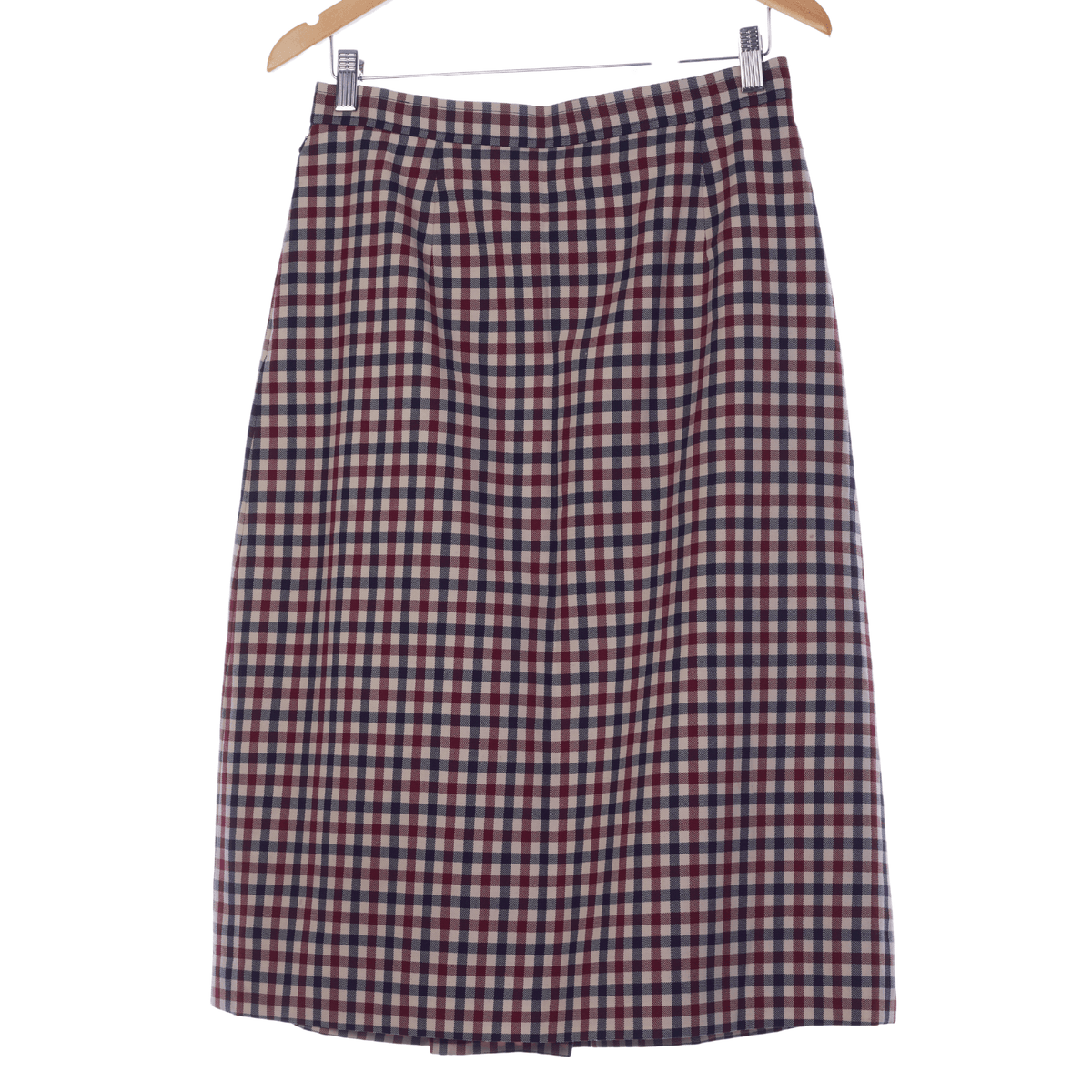 Aquascutum Vintage Red and Blue Check Wool Skirt UK Size 12 - Ava & Iva