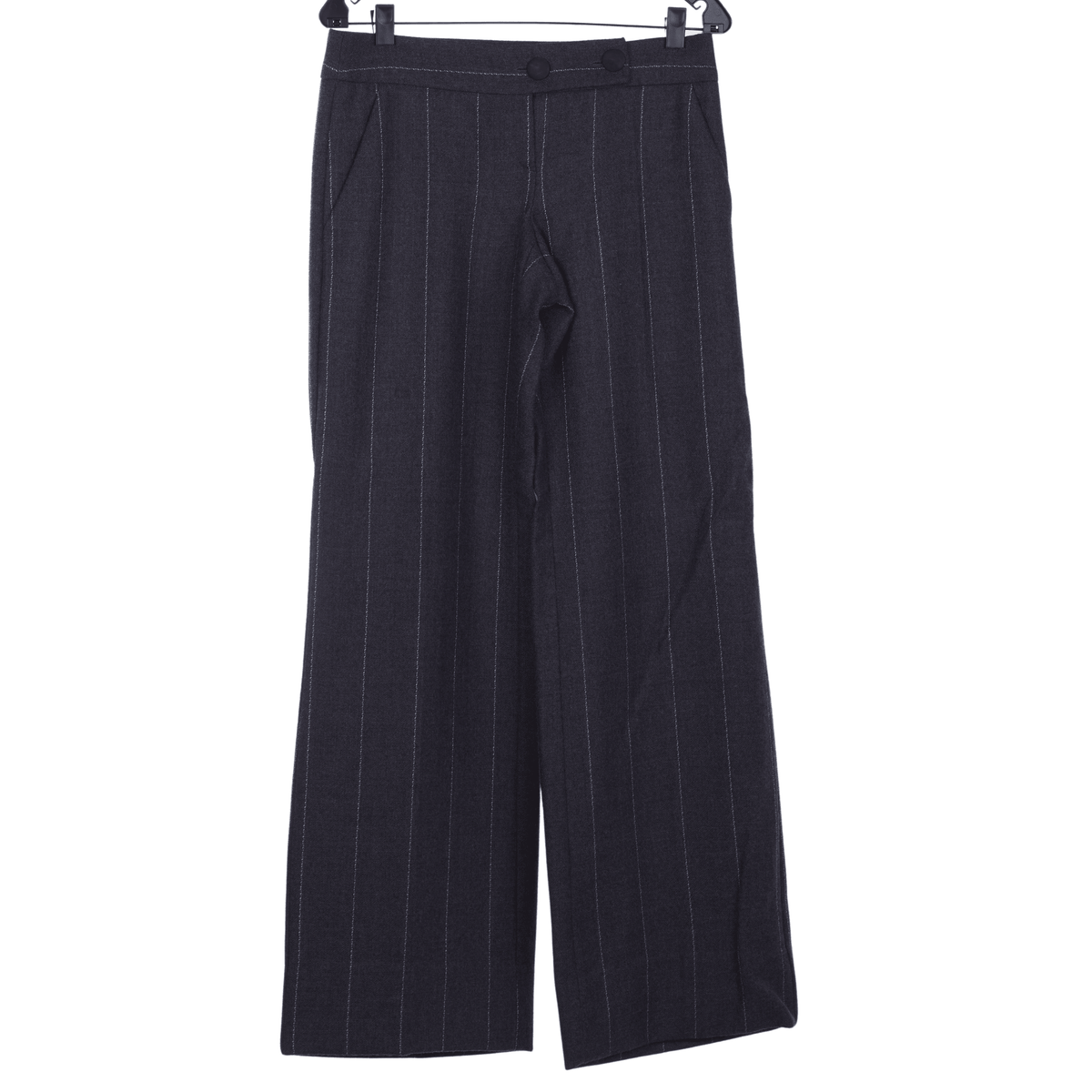 Emporio Armani Wool Grey Pinstripe Trousers UK Size 12 - Ava & Iva