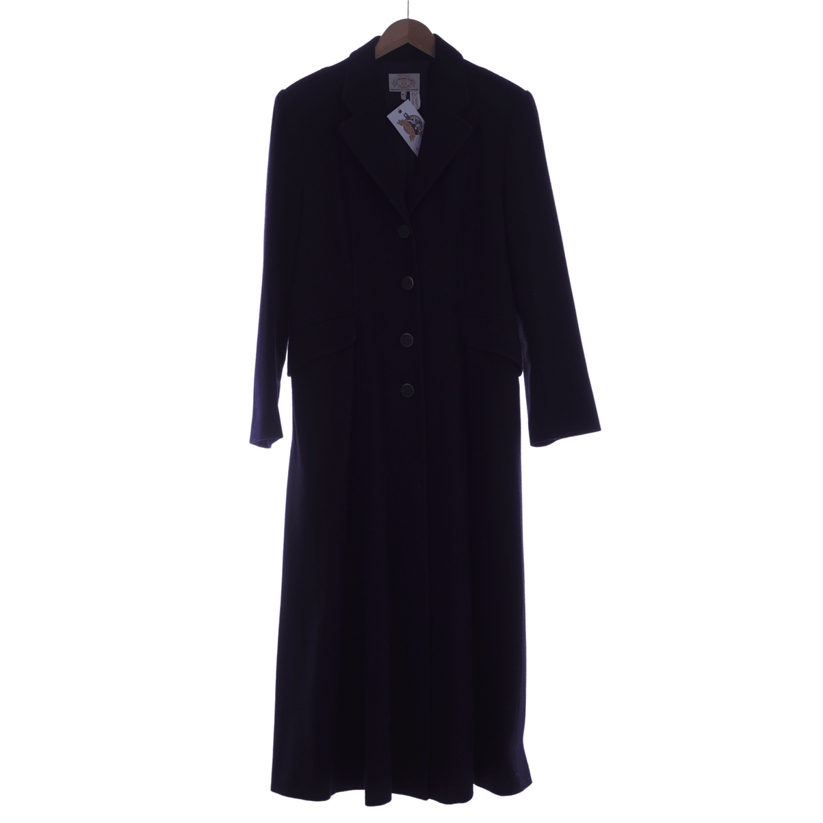 Armani Jeans Navy Wool Mix Long Sleeved Full Length Coat UK Size 8 - Ava & Iva