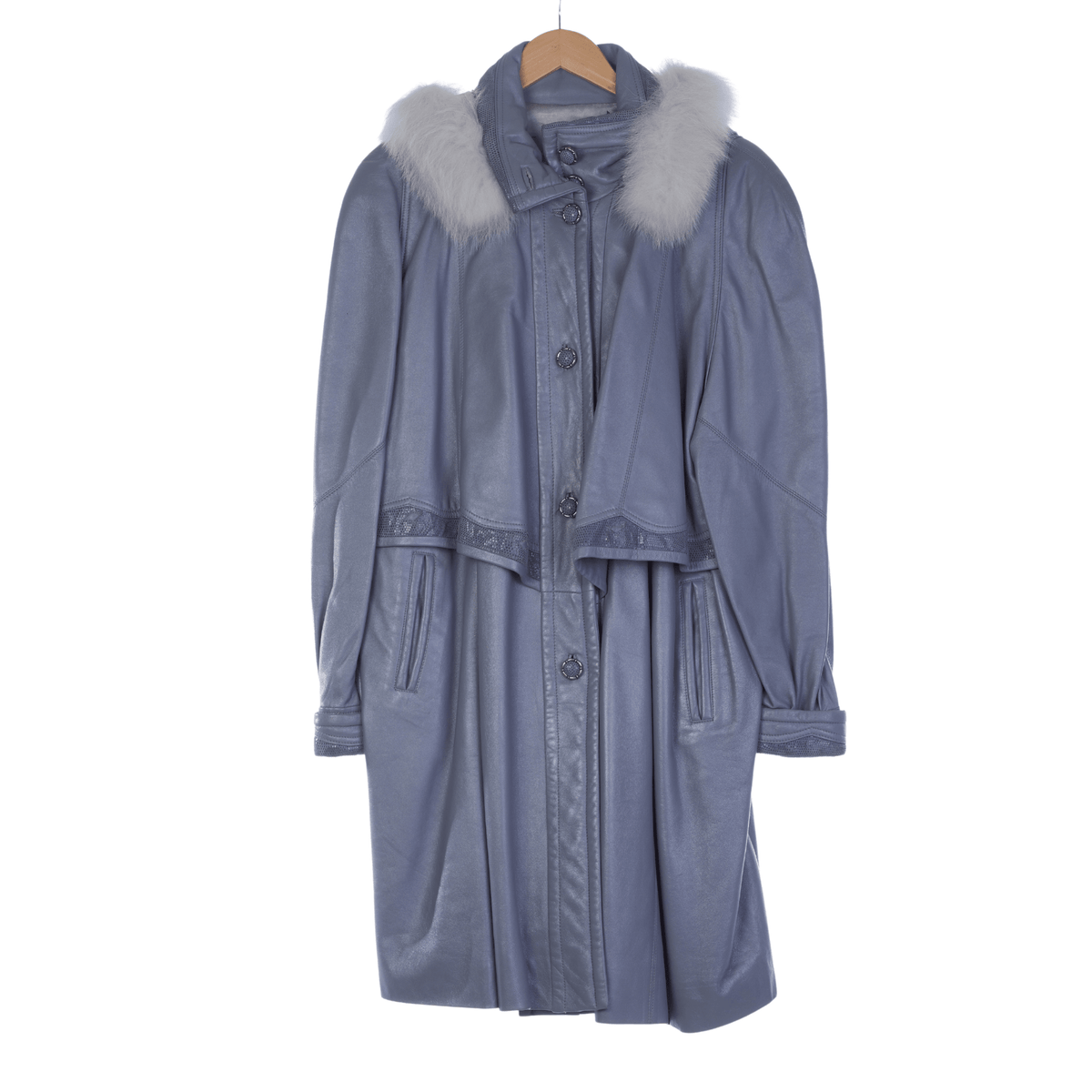 Belmont Leather Grey Long Sleeved Coat UK Size Medium - Ava & Iva