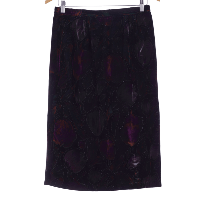 Berkertex Tulip Design Velvet Skirt Purples and Oranges. UK Size 10 - Ava & Iva