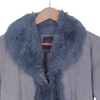 Bershka Leather Faux Fur Collared Grey Long Sleeved Coat UK Size 10 - Ava & Iva
