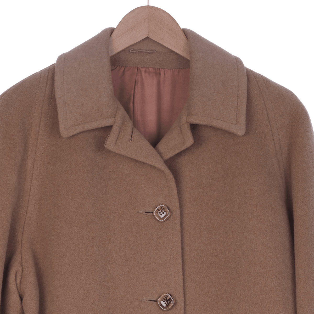 Czarina Cashmere Wool Blend Camel Long Sleeved Coat UK Size 14 - Ava & Iva