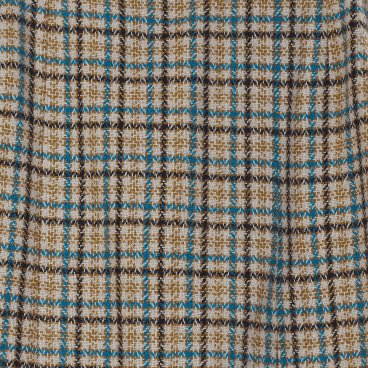 DAKS Cream Vintage Teal & Black Wool Knee Length Skirt UK Size 10 - Ava & Iva