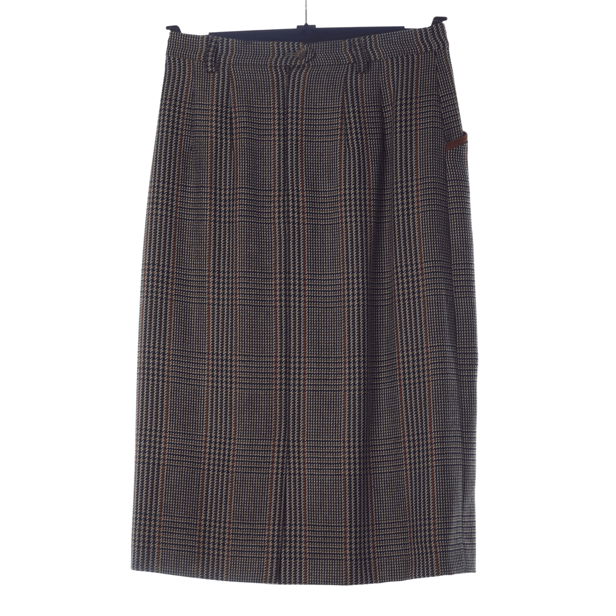 Daks Vintage Wool Skirt Check Pattern Brown UK 10 - Ava & Iva