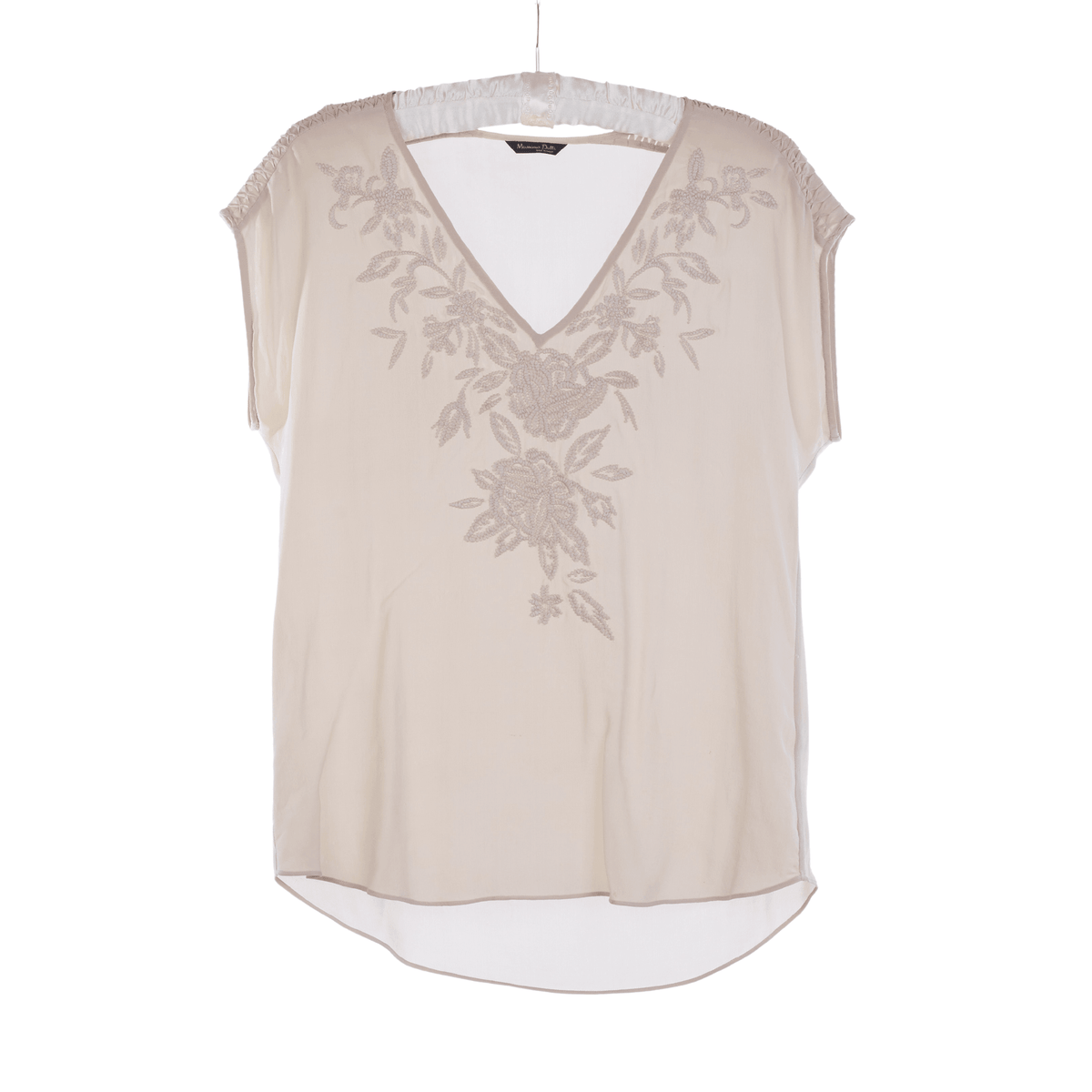 Massim Dutti Silk Capped Sleeved Cream Top UK Size 10 - Ava & Iva