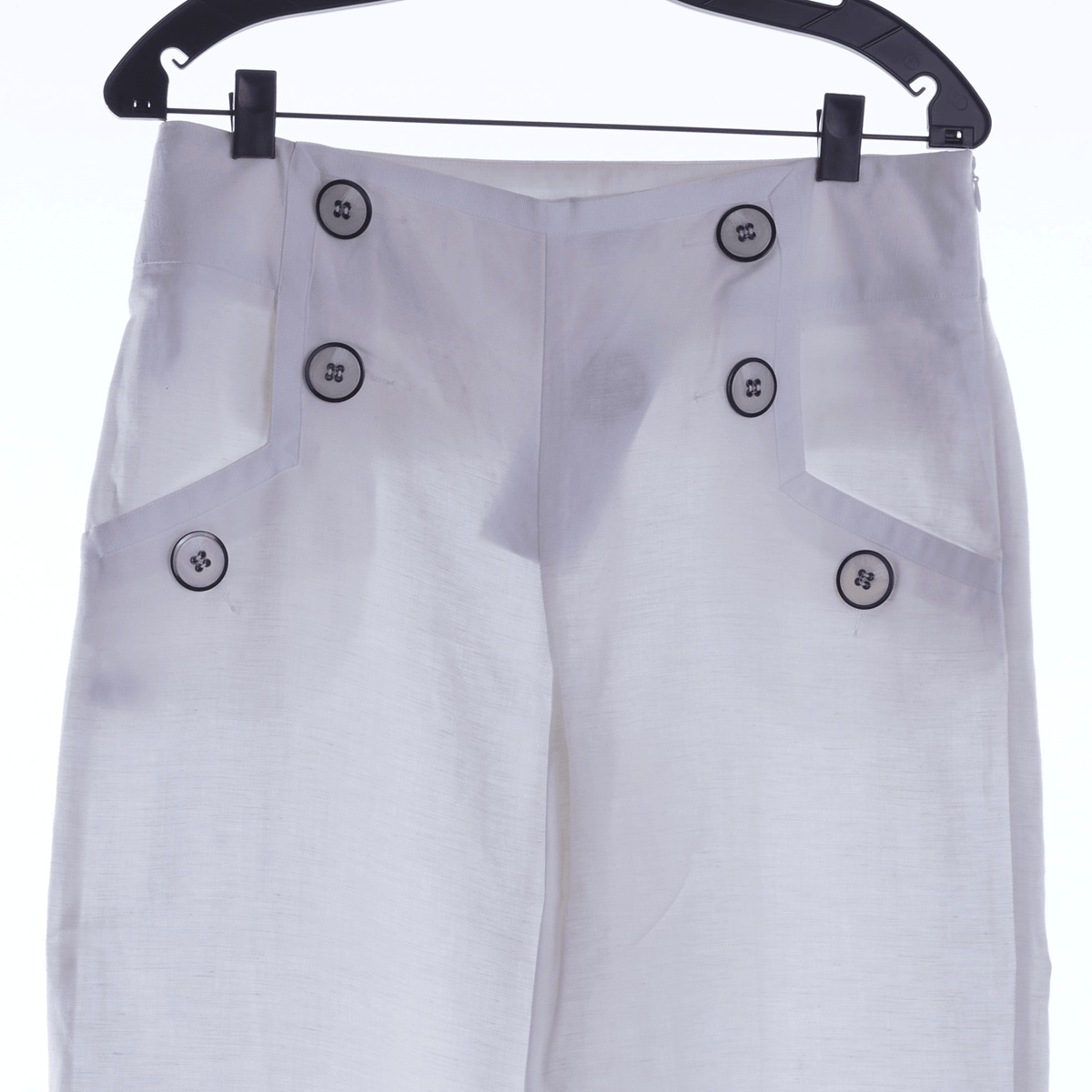 Et Vous Linen Blend White Wide Legged Trousers UK Size 10 - Ava & Iva