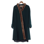 Harella Vintage Green Faux Fur Trimmed Long Sleeved Coat UK Size 16/18