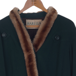 Harella Vintage Green Faux Fur Trimmed Long Sleeved Coat UK Size 16/18 - Ava & Iva