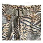 Leather Leopard Print 3/4 Length Jeans UK Size 10