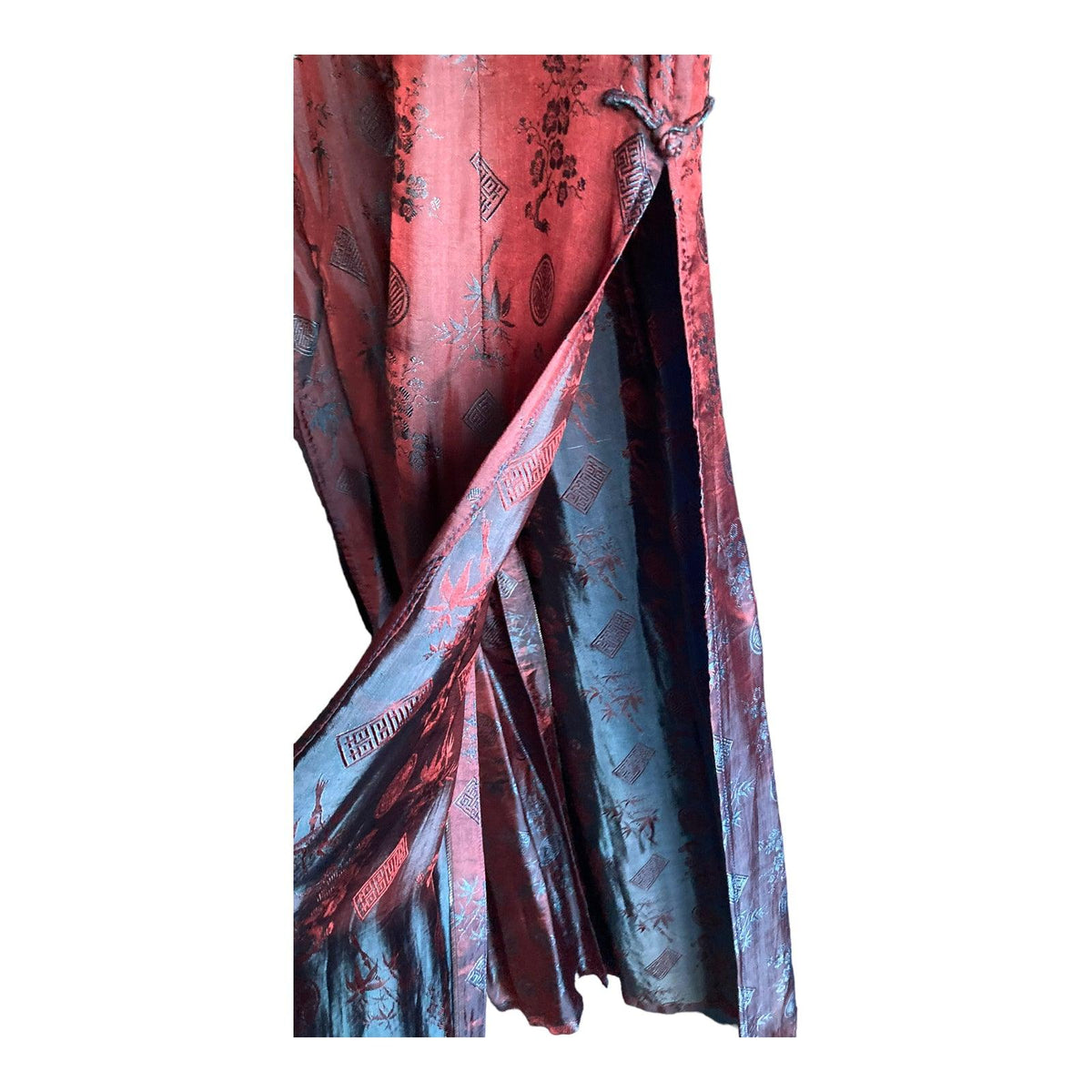 Silk Burgundy & Navy Sleeveless Long Overshirt UK Size 10 - Ava & Iva