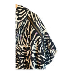 Whistles Silk Short Sleeved Black & Cream Patterned Top UK Size 8