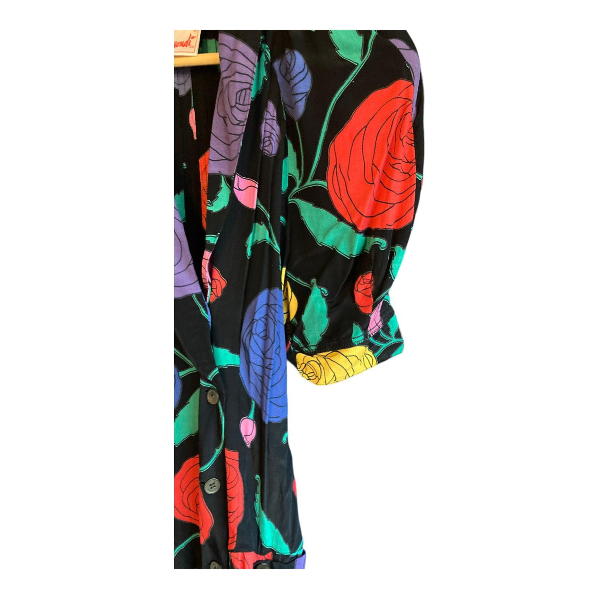 Mondi Black Multi-Coloured Floral Short Sleeved Dress UK Size 10 - Ava & Iva