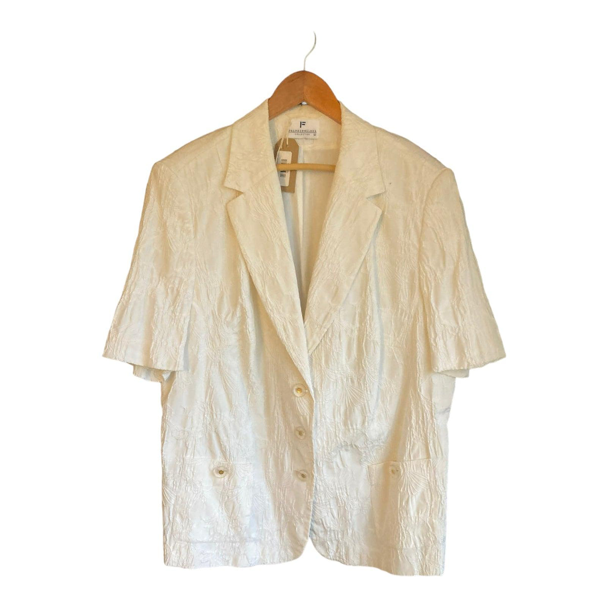 Frankenwalder Cream Embroidered Short Sleeve Jacket UK Size 18 - Ava & Iva