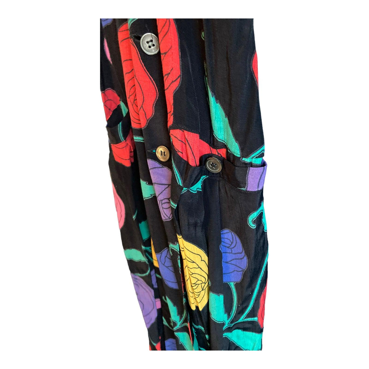 Mondi Black Multi-Coloured Floral Short Sleeved Dress UK Size 10 - Ava & Iva