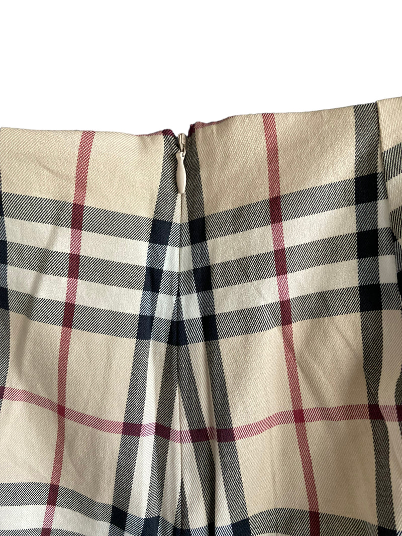Burberry Cotton Classic Cream Checked Pattern Trousers UK Size 8