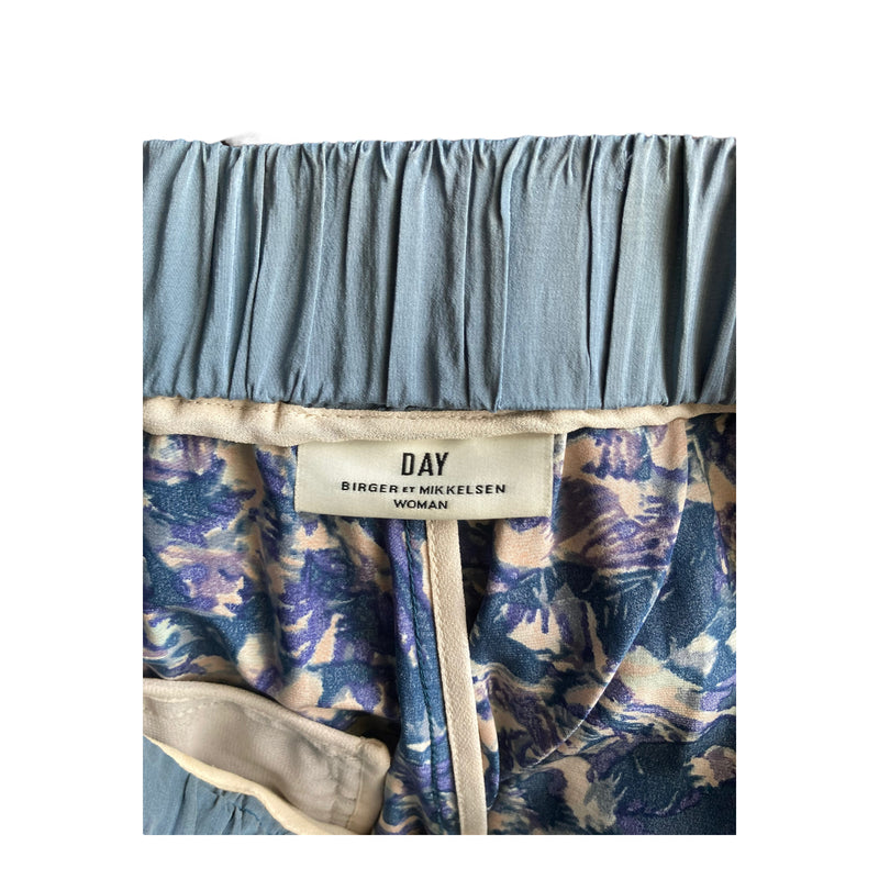 Birger et Mikkelsen Silk Mix Blue Patterned Trousers UK Size 12