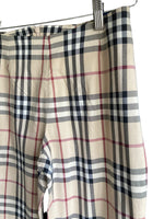 Burberry Cotton Classic Cream Checked Pattern Trousers UK Size 8