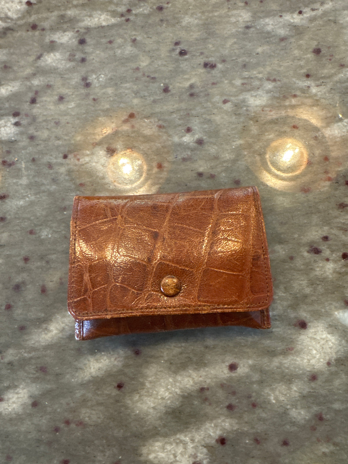 A Vintage Leather Travelling Purse with Backelite Pegs and a Washing Line