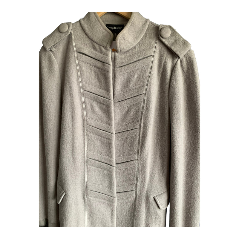 Emporio Armani Wool Grey Military Style Long Sleeved Coat UK Size 12